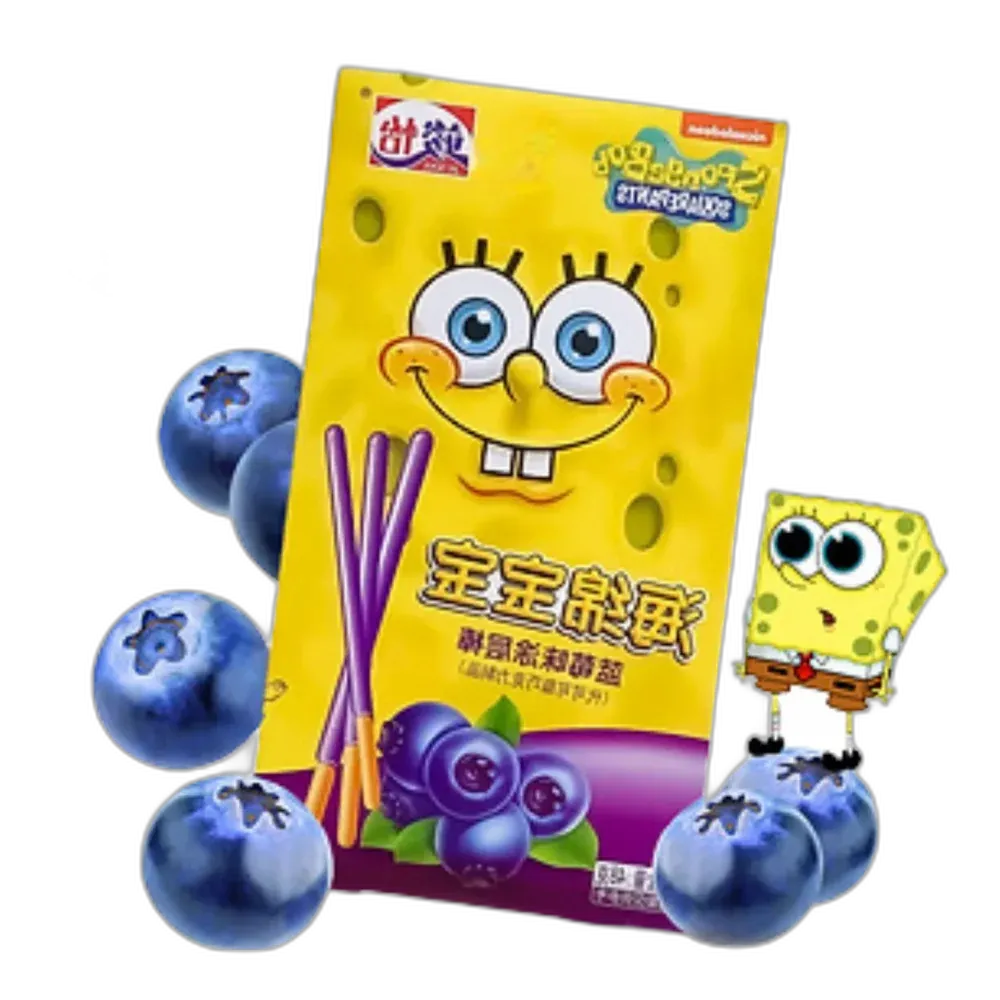 JUNYI SpongeBob Blaubeer-Schokoriegel – 48g Fruchtsnack mit Kultfaktor