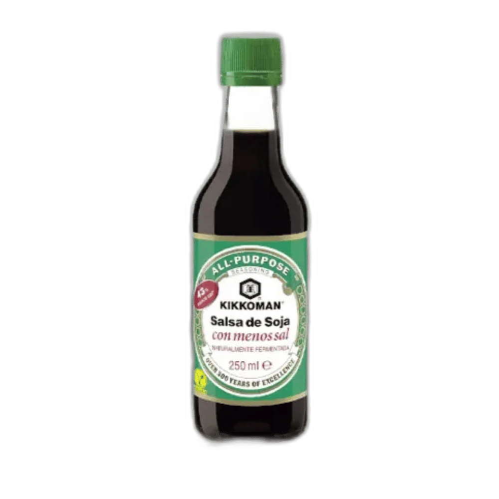 KIKKOMAN Salzreduzierte Sojasauce 250ml – Umami pur mit 43% weniger Salz