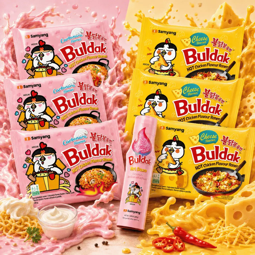 SAMYANG Buldak Pink vs. Yellow Box Carbonara vs. Cheese